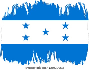 Honduras vector grunge brush stroke with  national flag and contour map.