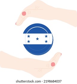 Honduras vector hand drawn flag, Honduran lempira
