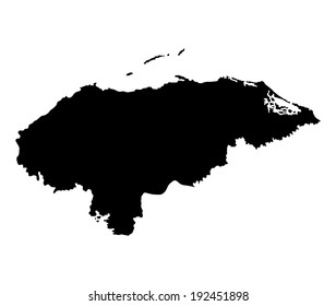Honduras vector map silhouette isolated on white background. High detailed silhouette illustration. Central America state. Honduras map.