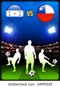 Honduras versus Chile on Stadium Event Background Original Illustration
