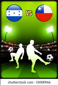 Honduras versus Chile on Stadium Event Background Original Illustration