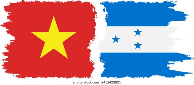 Honduras and Vietnam grunge flags connection, vector