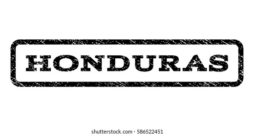 Honduras watermark stamp. Text caption inside rounded rectangle frame with grunge design style. Rubber seal stamp with dirty texture. Vector black ink imprint on a white background.