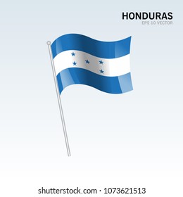 Honduras waving flag isolated on gray background