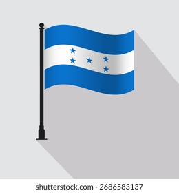 Honduras ondeando Ilustración vectorial de poste de bandera