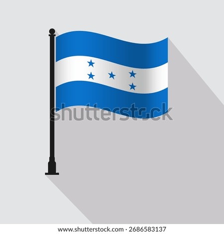Honduras Waving Flag Pole Vector Illustration