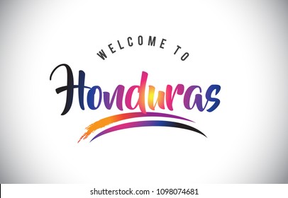 Honduras Welcome To Message in Purple Vibrant Modern Colors Vector Illustration.