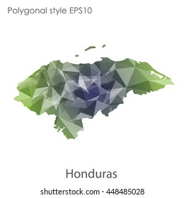 Hondurus map in geometric polygonal style.Abstract gems triangle,modern design background.. Vector illustration EPS10