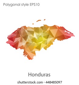 Hondurus map in geometric polygonal style.Abstract gems triangle,modern design background.. Vector illustration EPS10