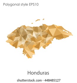 Hondurus map in geometric polygonal style.Abstract gems triangle,modern design background.. Vector illustration EPS10