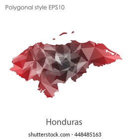 Hondurus map in geometric polygonal style.Abstract gems triangle,modern design background.. Vector illustration EPS10