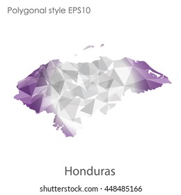 Hondurus map in geometric polygonal style.Abstract gems triangle,modern design background.. Vector illustration EPS10