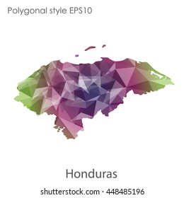 Hondurus map in geometric polygonal style.Abstract gems triangle,modern design background.. Vector illustration EPS10