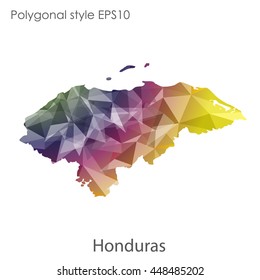Hondurus map in geometric polygonal style.Abstract gems triangle,modern design background.. Vector illustration EPS10