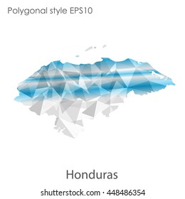 Hondurus map in geometric polygonal style.Abstract gems triangle,modern design background.. Vector illustration EPS10
