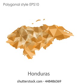 Hondurus map in geometric polygonal style.Abstract gems triangle,modern design background.. Vector illustration EPS10