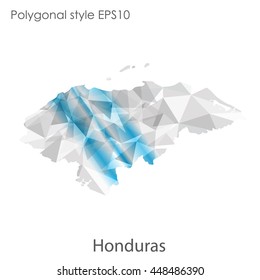 Hondurus map in geometric polygonal style.Abstract gems triangle,modern design background.. Vector illustration EPS10