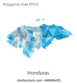 Hondurus map in geometric polygonal style.Abstract gems triangle,modern design background.. Vector illustration EPS10