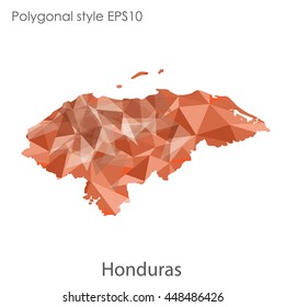 Hondurus map in geometric polygonal style.Abstract gems triangle,modern design background.. Vector illustration EPS10