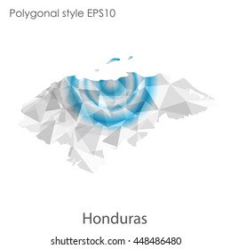 Hondurus map in geometric polygonal style.Abstract gems triangle,modern design background.. Vector illustration EPS10