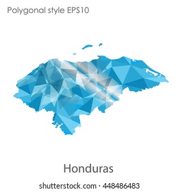 Hondurus map in geometric polygonal style.Abstract gems triangle,modern design background.. Vector illustration EPS10