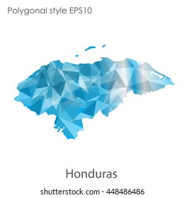 Hondurus map in geometric polygonal style.Abstract gems triangle,modern design background.. Vector illustration EPS10