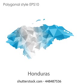 Hondurus map in geometric polygonal style.Abstract gems triangle,modern design background.. Vector illustration EPS10