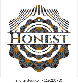 Honest arabic style badge. Arabesque decoration.