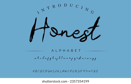 Honest Brush Script Font. Retro Typeface. Vector Illustration.