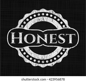 Honest chalkboard emblem on black board