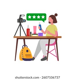 Honest Cosmetics Review Video Flat Vector Illustration