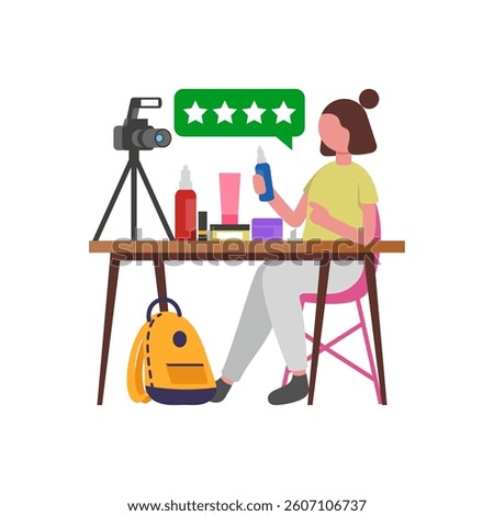 Honest Cosmetics Review Video Flat Vector Illustration