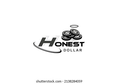 Honest dollar logo design. Fast pay symbol or icon. Unique cash and digital logotype design template.