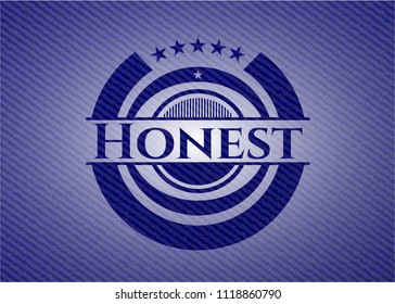 Honest emblem with denim high quality background