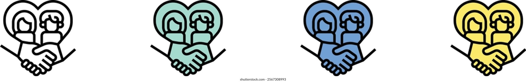 honest icon. Outline, Green, Blue and Yellow Style Design Isolated On White Background