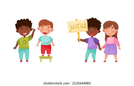 Honest, kid and fair children set cartoon vector illustration