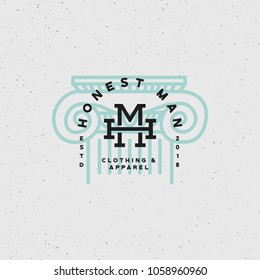 honest man clothing company label. menswear textile production emblem, badge, design elements, logotype template. vector illustration
