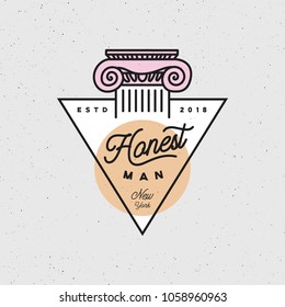 honest man clothing company label. menswear textile production emblem, badge, design elements, logotype template. vector illustration