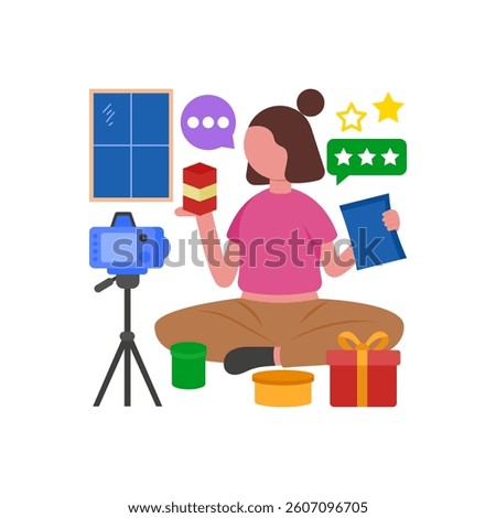 Honest Product Review Video Flat Vector Illustration