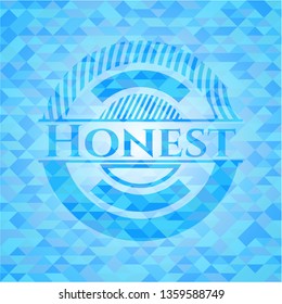 Honest realistic light blue mosaic emblem