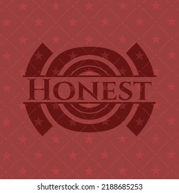 Honest retro style red emblem. Vector Illustration. Detailed. 