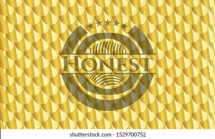 Honest shiny golden badge. Scales pattern. Vector Illustration. Detailed.