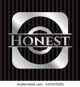 Honest silver shiny emblem]. Vector Illustration. Mosaic.