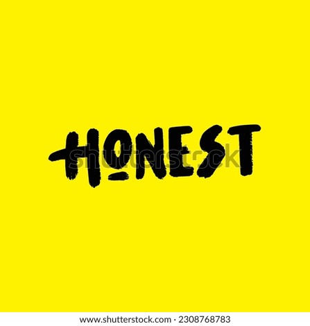 HONEST text on yellow background.