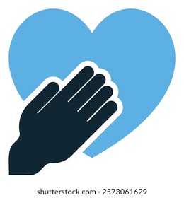 Honestly Icon Vector , A minimalist illustration of a hand on a heart, symbolizing truth, sincerity, trust, and integrity. Perfect for ethics, honesty, and personal values projects or designs.