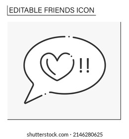  Honestly Line Icon. Truthful, Fair, Or Honourable For Everyone. Communication Bulb. Friends Line Icon. Isolated Vector Illustration.Editable Stroke