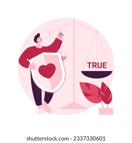 Honesty abstract concept vector illustration. Ethics, honest person, keep promise, corporate core value, emotional honesty, professional quality, straightforward speech, loyalty abstract metaphor.