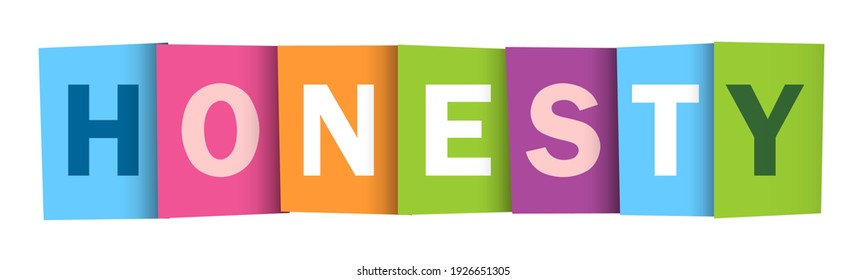 Banner mit bunter HONESTÄT, Vektorgrafik einzeln auf weißem Hintergrund