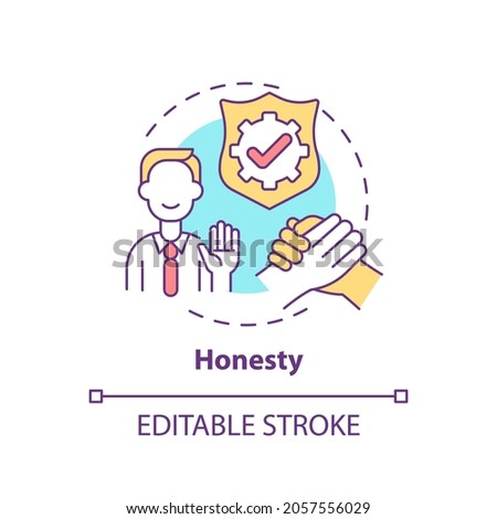 Honesty concept icon. Personal value idea thin line illustration. Telling truth. Strong moral principle. Upholding integrity. Vector isolated outline RGB color drawing. Editable stroke