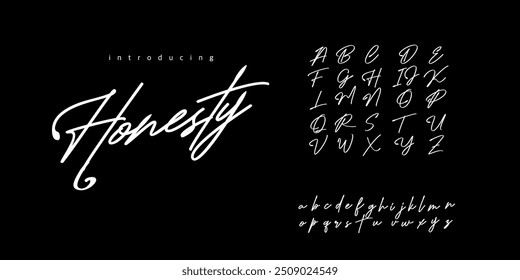 Honesty Font is Signature Font Calligraphy Logotype Script Brush Type lettering handwritten, basic vector